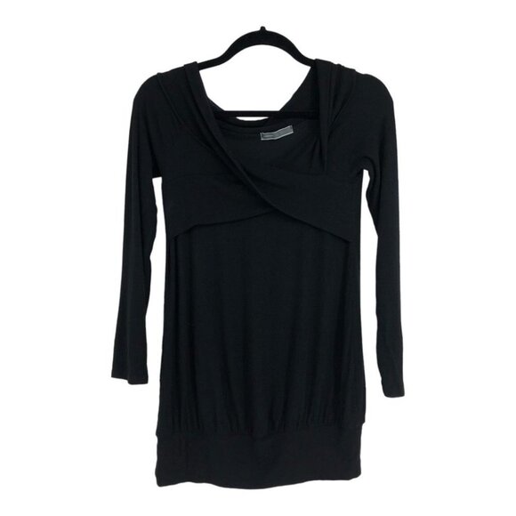 Cherish Black Fun and flirty ribbed cross cross off-the-shoulder tunic size S - Picture 2 of 16